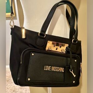 Love Moschino Black Shoulder Bag with Gold Details - Never Used